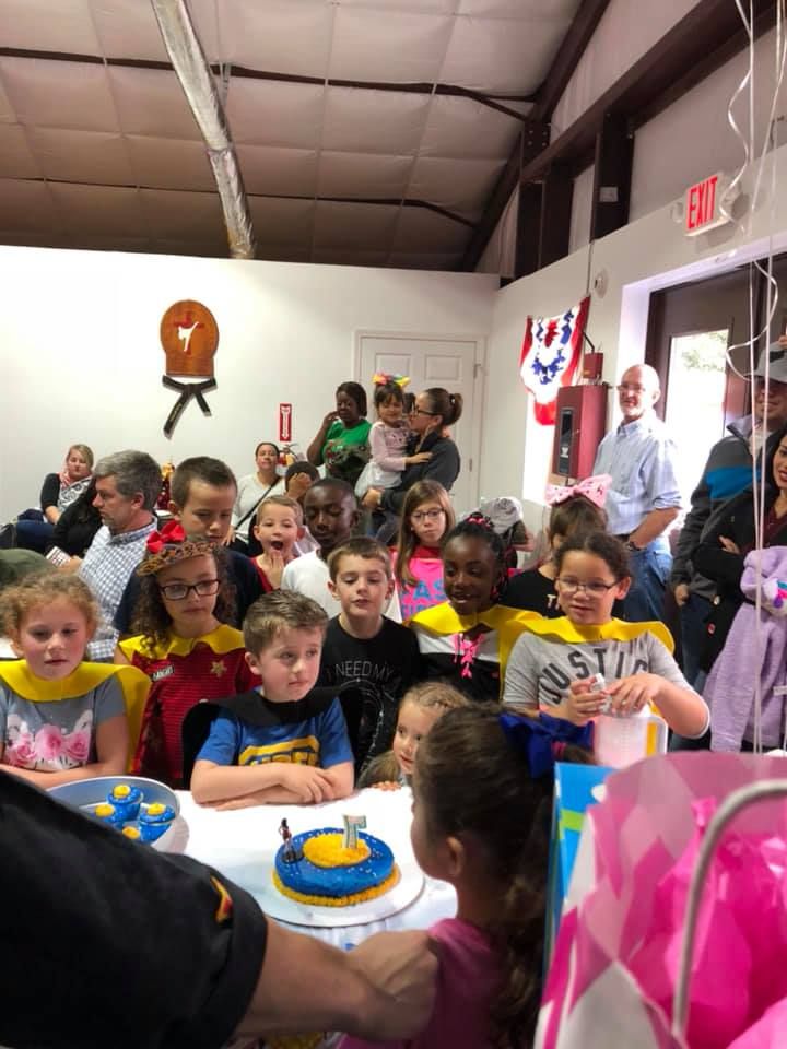 Children at a martial arts birthday party at Action Zone