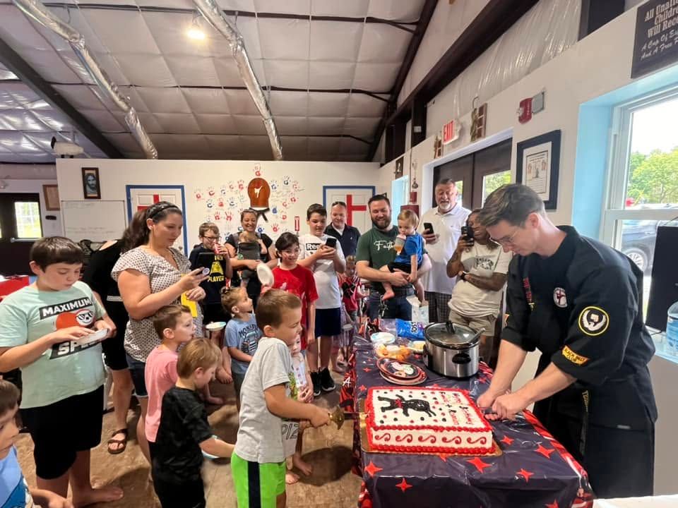 Children at a martial arts birthday party at Action Zone