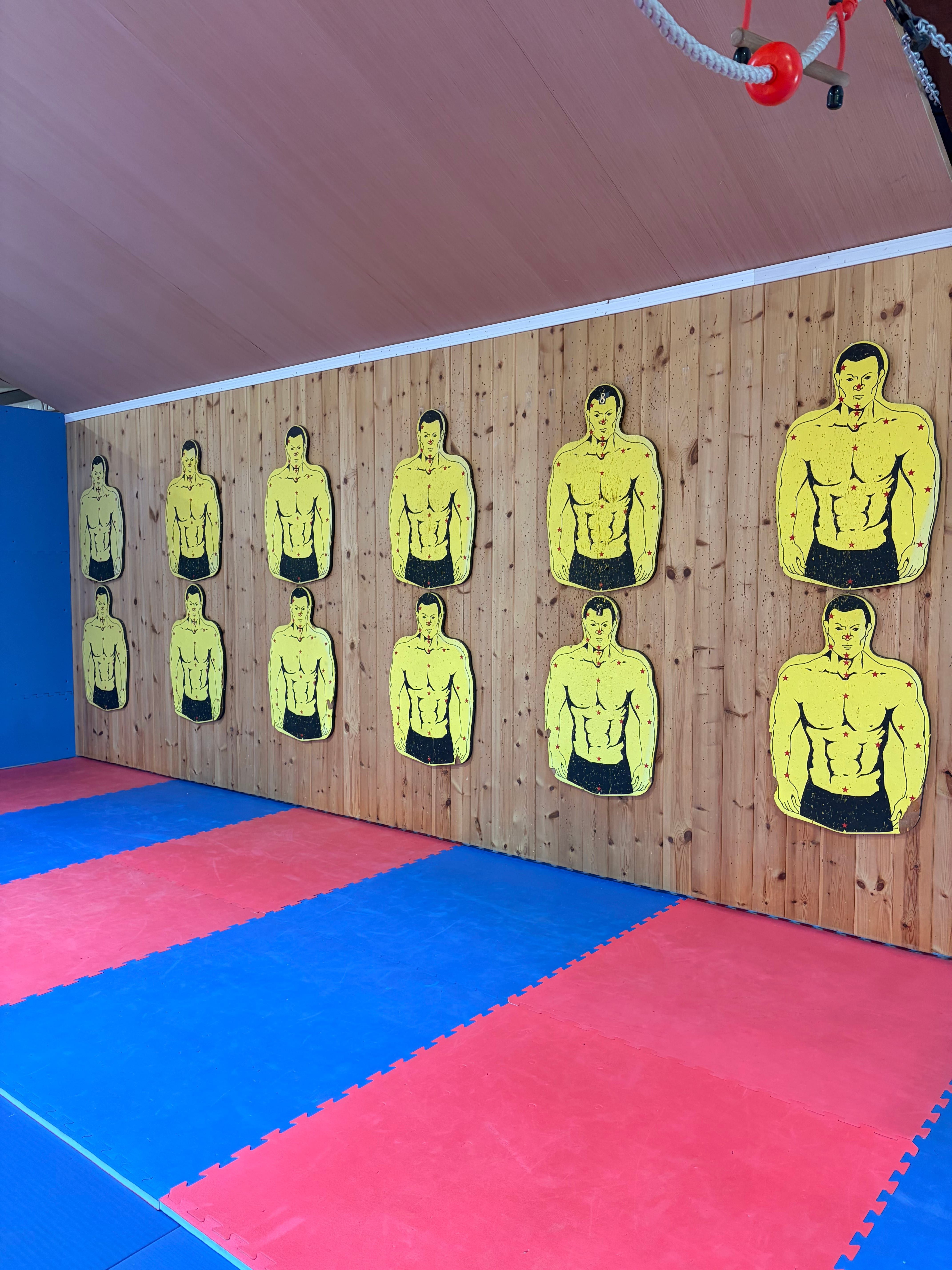 The dedicated throwing wall for ninja stars, knives, and blow darts